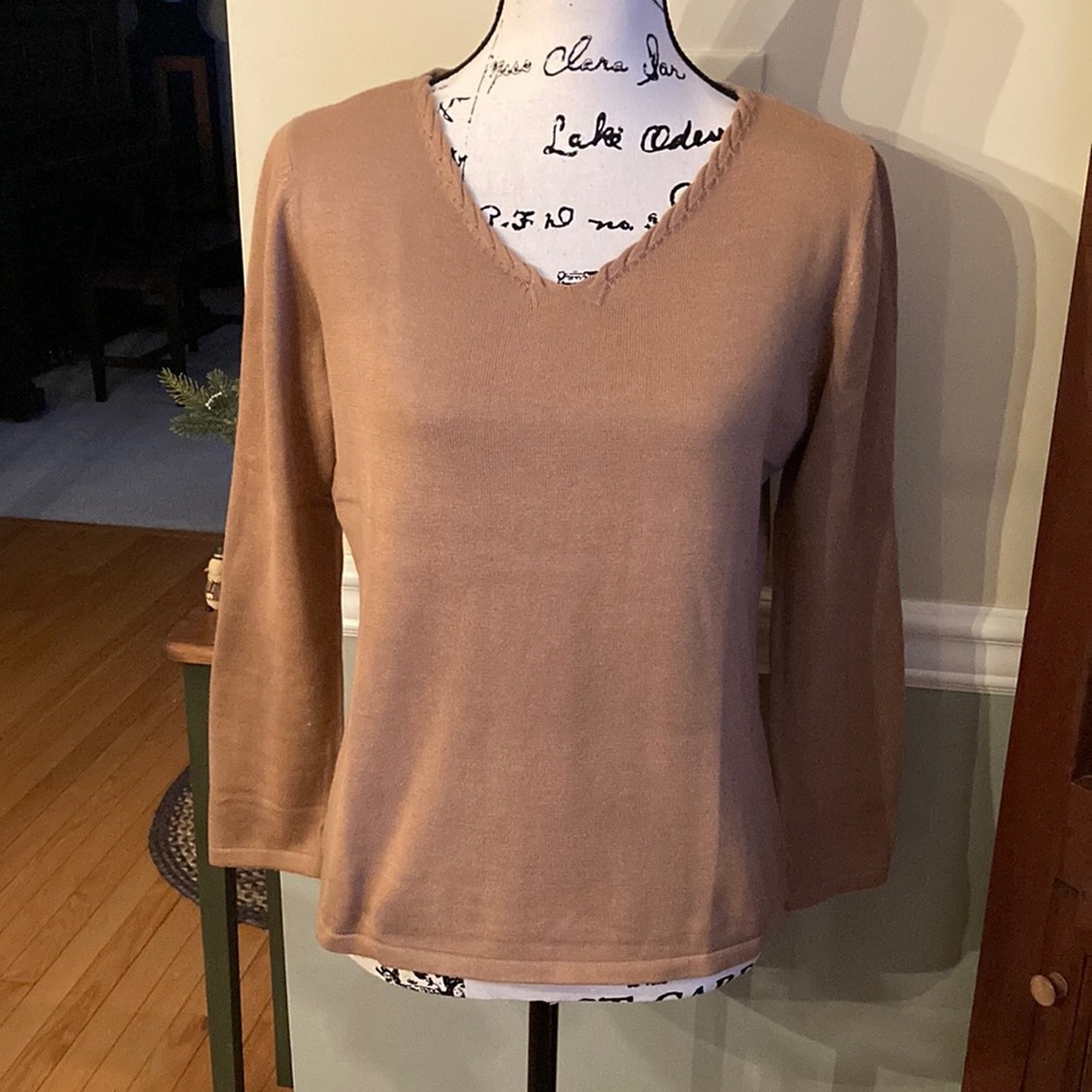 J.jill tan v-neck sweater
